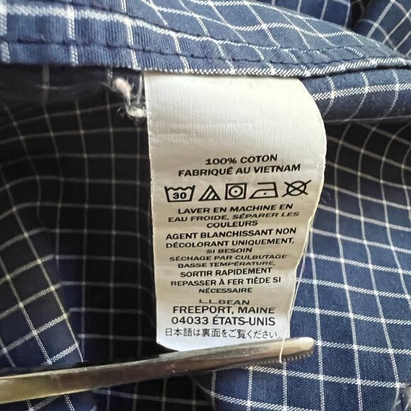 LL Bean Men's Kennebunk Wrinkle Free Traditional Fit Gingham Check Shirt | XLT - Picture 9 of 10